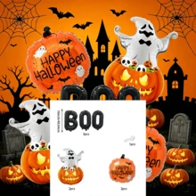 Halloween Party Balloon Kit With 16 Inch Black "BOO", Pumpkin, Pumpkin Ghost Aluminum Foil Balloons, Suitable For Halloween Party Decoration - Halloween Balloon Set - View 5