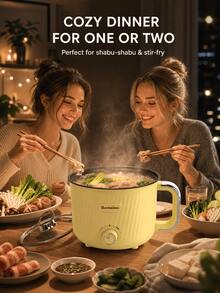 SMEGGEMS Electric Mini Pot, Non-Stick Portable Pot, Fast Cooking, With Adjustable Power, Suitable For Dorm, Kitchen Essential - Yellow - View 5