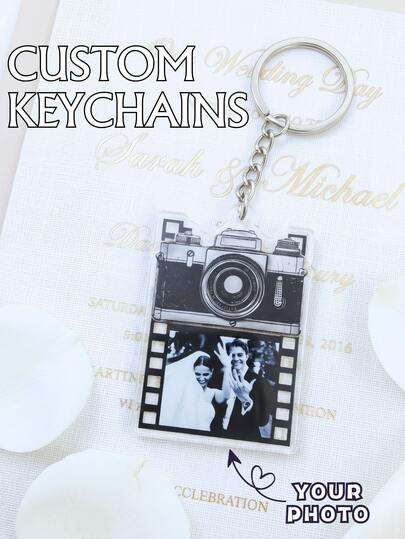 1/3/5pcs Custom Photo Digital Camera Keychain, Personalized Idol Anime Character Keyring, Custom Couple Picture Pendant, Memory Keychain, For Wedding, Back To School, Teacher's Day Gift