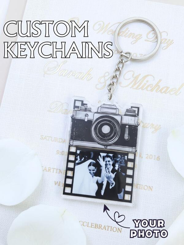 1/3/5pcs Custom Photo Digital Camera Keychain, Personalized Idol Anime Character Keyring, Custom Couple Picture Pendant, Memory Keychain, For Wedding, Back To School, Teacher's Day Gift