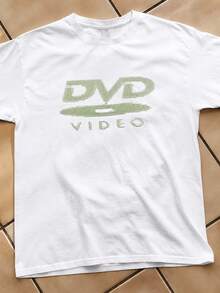 Cotton Men & Women's T-Shirts With DVD Video Nostalgia Green Logo, Retro Gaming T-Shirts, 2000s Aesthetic, Casual Unisex T-Shirts, Festival T-Shirts - 白色 - 查看 7