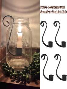 Retro Wrought Iron Creative Candlestick - Metal Material, Delicate And Creative, Holiday Gift - Multicolor - View 1