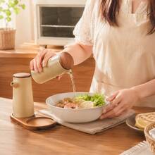 2pcs/1pc 250ml (8.8oz)/350ml (12.32oz) Ceramic Oil Bottle With Walnut Wood Sealed Lid, Round Kitchen Condiment Dispenser For Soy Sauce, Vinegar, Olive Oil And Peanut Oil - View 7