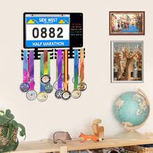 1pc Racing Medal And Bib Display Rack, Medal Holder Bib Storage Rack, Wall-Mounted Metal Medal Rack, Suitable For Marathon Runners And Athletes - View 3