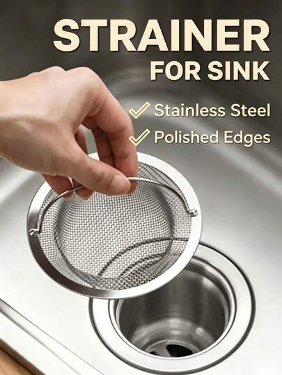 5/3/1pc Premium Stainless Steel Kitchen Sink Strainer - Durable Mesh Drain Basket For Efficient Waste Disposal, Easy Clean & Anti-Corrosion - Perfect For Home & Commercial Use