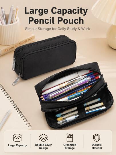 Pencil Case/Stationery Pouch/Pen Bag-Pencil Pouch,School Supllies,School,Large Capacity, Zippered, Minimalist And Stylish, Lightweight And Portable. Suitable For Offices, Schools, And Desks; Ideal For Storing Markers, Fountain Pens, And Gel Pens.