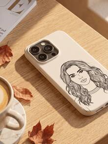 Funda de teléfono personalizada con diseño de dibujo de línea personalizable, con patrón de dibujos animados, compatible con iPhone 17 16 15 Pro Max, adecuada para personalización de retratos personales de familia, parejas, mascotas, amigos, con características anti-caída y anti-arañazos - Blanco - Ver 3