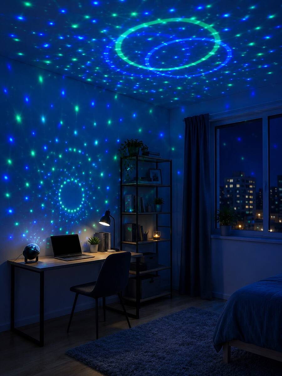 1pc [Party Atmosphere Light] USB Powered Colorful Dot Projection Light, Circular Scattered Dot Room Light Effect | Suitable For Bedroom, Dorm, Living Room, Party