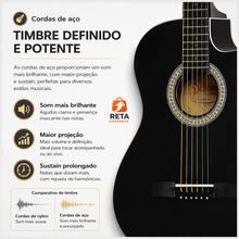 Giannini SF14 CEQ Steel String Electro-Acoustic Guitar, Black - 黑色 - 查看 3