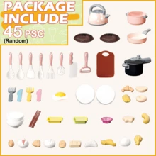 Juego de cocina de juguete mini para niños, juguetes de cocina realistas que incluyen tetera rosa, ollas, sartén, parrilla, utensilios de cocina, pizza, mariscos, juguetes para cortar verduras, cesta de compras, regalo educativo para niños y niñas de 3-6 años, juguete divertido para jugar en casa con los padres - Multicolor - Ver 10