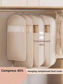 1Pc Down Jacket Compression Dust Cover Wardrobe Clothes Dust Bags, New Transparent Window Hanging Hanger Bags With Self-Compression Zipper - 40% Compression, Suitable For Bedroom, Home And Dorm, Can Store Down Jackets, Suit, Shirts And Other Clothes - Multicolor - View 13