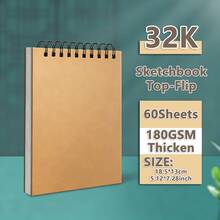32K/A5/16K/A4/8K Spiral Bound Blank Sketchbook 60 Sheets 180GSM Classic Cover Loose Leaf For Sketching Journaling Notes Diary Suitable For Art Students - Single Piece - View 12
