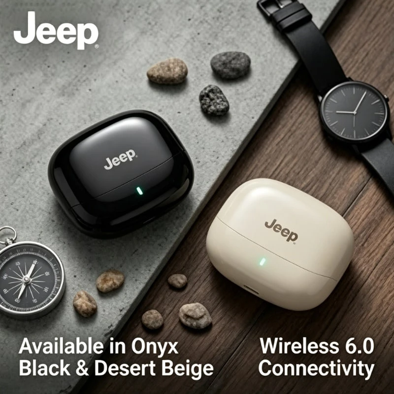 Jeep TWS Sports Wireless Earbuds 24-Hour Standby Time With Noise Cancellation Comfortable Wear Touch Control Earbuds Universal Suitable For Daily Use Gift Holiday Gift