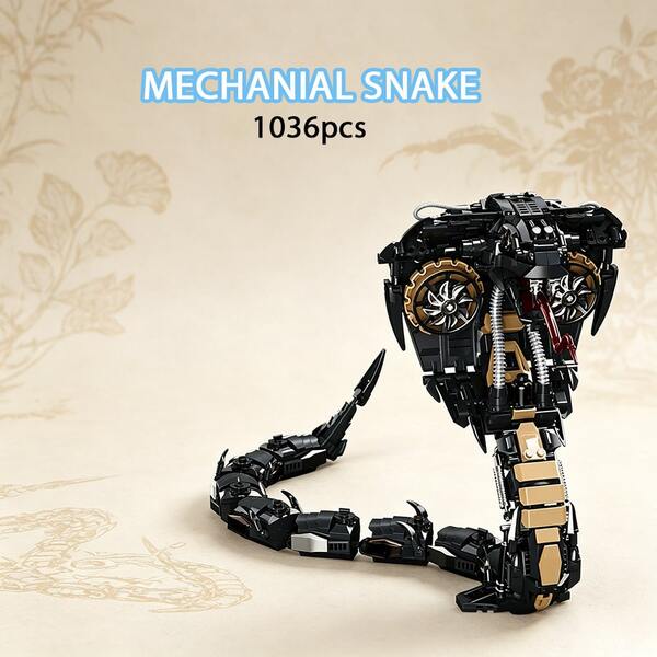 1036pcs Mechanical Snake Building Block Set, Home Decor Model, High Difficulty, Epic Collection, Perfect For Christmas/New Year/Birthday/Party/Halloween/Valentine's Day/Easter! Ideal Gift For Building Block Enthusiasts