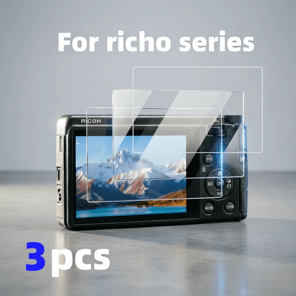 3pcs Tempered Glass Camera Screen Protector, Compatible With Ricoh GR3 HDF/GR3X HDF/Gr3/Gr3iii/Gr3x/GRiiiX | 9H Hardness, HD, Transparent, Anti-Scratch, Anti-Fingerprint, Bubble-Free - View 1