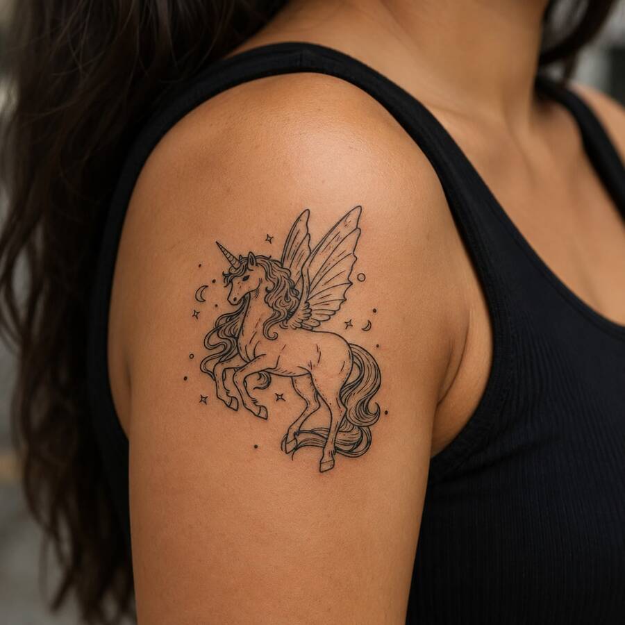 1pc Waterproof Anti-Rub PVC Realistic Unicorn Tattoo Sticker, Suitable For Daily Wear - Grey - View 1