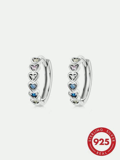 Pendientes de plata de ley S925 con circonita naranja en forma de U, pendientes de aro estilo minimalista con incrustaciones de circonita cúbica, joyería hipoalergénica para uso diario, regalo