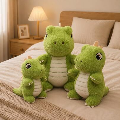 1pc Cute Cartoon Dinosaur Plush Doll, Adorable Dinosaur Doll, Soft Comfortable Touch Desk Companion, Stress Relief Plushie, Bedroom & Living Room Decor Ornament, Gift For Friends And Children, Birthday, Holiday, Christmas, Halloween