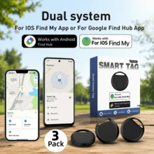 RSH 3pcs Dual System Tracking Tags, Compatible With Android And IOS, Precise Locating Key Finder Tracking Device, Smart Tracking Tag, Suitable For Luggage, Wallet, Bags - Compatible With IOS "Find My" And "Find Center" Tracking Locator - Multicolor - View 2