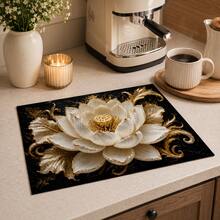 1pc 3D Floral Pattern Diatomaceous Earth Absorbent Mat, Non-Slip Heat-Resistant Water-Absorbing Mat, Suitable For Kitchen Countertop, Coffee Machine, Tableware, Home, Cafe, Bar, Party Decoration Placemat Gift - Multicolor - View 5