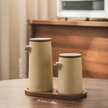 2pcs/1pc 250ml (8.8oz)/350ml (12.32oz) Ceramic Oil Bottle With Walnut Wood Sealed Lid, Round Kitchen Condiment Dispenser For Soy Sauce, Vinegar, Olive Oil And Peanut Oil - View 16