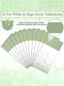 1/6/12入 54 x 108 英吋 白色與綠色波點高級一次性塑膠桌巾，波點塑膠長方形桌巾桌旗，露營桌巾，適用生日派對、野餐、嬰兒洗禮、訂婚派對裝飾 - 綠白 - 查看 5