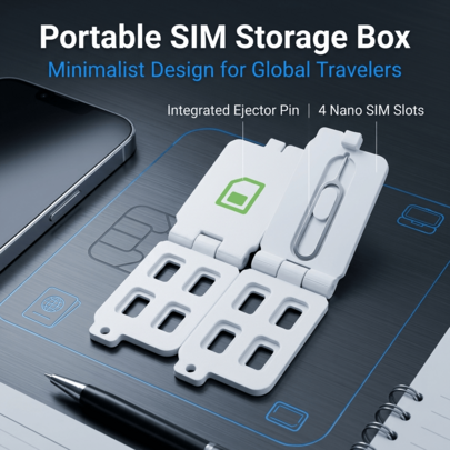 A Set Of 1 Or 2 Foldable SIM Card Ejection Tools, Including A Multi-Slot SIM Card Holder And Locator, And A Portable Anti-Loss SIM Card Ejection Assistant Storage Box. Suitable For Travel SIM Card Replacement, Cross-Border Roaming SIM Card Management, Multi-Device SIM Card Storage, And Everyday SIM Card Use.
