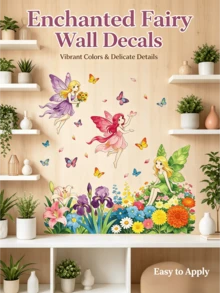 1 Set Forest Fairy Floral Wall Decals, Colorful Butterfly Children's Room Decoration Stickers, Fairy Tale Style Bedroom Remodeling Stickers, Fairy Wall Decals, Children's Room Decoration Stickers, Butterfly Floral Wall Decals, Mori Style Wall Decals, Fairy Tale Style Wall Decals, Self-Adhesive Removable Wall Decals, Girls' Room Wall Remodeling - Wall Stickers - View 2