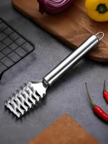 1 Pc Stainless Steel Manual Fish Scaler, Efficient Fish Scale Scraper Remover Tool, Practical Household Kitchen Gadget, Easy To Use Handheld Fish Cleaning Accessory For Home Seafood Preparation - Multicolor - View 3