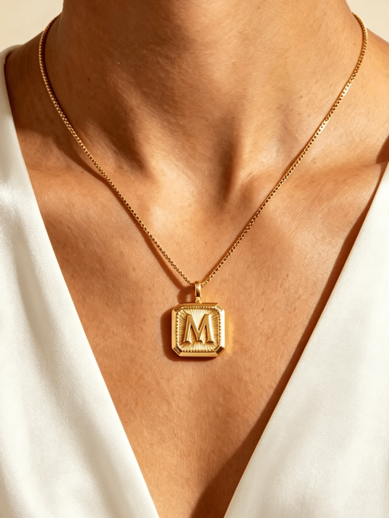 MECYLIFE 1pc Minimalist Fashion Women's 26 Initial Pendant Necklace Stainless Steel Elegant Box Chain 18k Gold 3D Cube Letter Pendant Women's Elegant Necklace Personalized Name Necklace Stainless Steel Box Chain Daily Versatile Jewelry