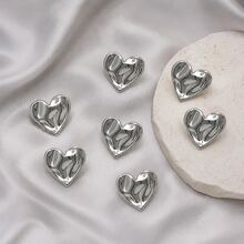 10pcs Heart-Shaped Metal Buttons, Gold/Silver/Champagne Color Decorative Replacement Buttons, Suitable For Cardigan, Shirt, Jacket DIY Clothing Repair And Craft - 10pcs - View 19
