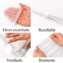 Vmingo 50 Piezas Bolsa Esmerilada 25x30cm Bolsa Organizadora de viaje Boutique Envio Ropa Cremallera Zipper - transparente - Ver 5