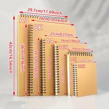 32K/A5/16K/A4/8K Spiral Bound Blank Sketchbook 60 Sheets 180GSM Classic Cover Loose Leaf For Sketching Journaling Notes Diary Suitable For Art Students - Single Piece - View 2
