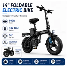 This Adult Foldable Electric Bicycle Features A 48V 15Ah Battery, A 500W Motor, 14-Inch Tires, 8 Shock Absorbers, Three Speed Settings, A Maximum Range Of 30 Miles, And A Maximum Load Capacity Of 120 Kg. - 基本的 - 查看 2