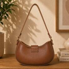 Bolsa Feminina de Ombro Feminina Elegante Casual Luxo Feminina - Marrom Caramelo - Visão 3