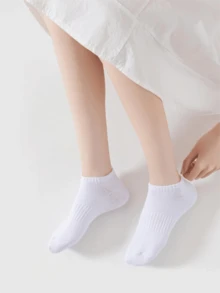 5/10雙白色直條紋簡約時尚百搭透氣防臭女款短襪 - 白色 - 查看 3
