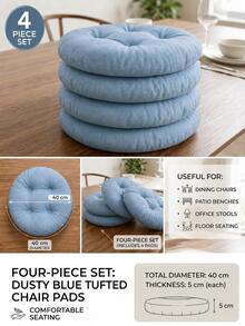40cm Solid Color Tufted Round Seat Cushion (Made In Turkey), Soft And Comfortable, Machine Washable, Suitable For Dining Room, Kitchen, Office And Home (1/2/4/6pcs Set Optional) - Dusty Blue - View 11