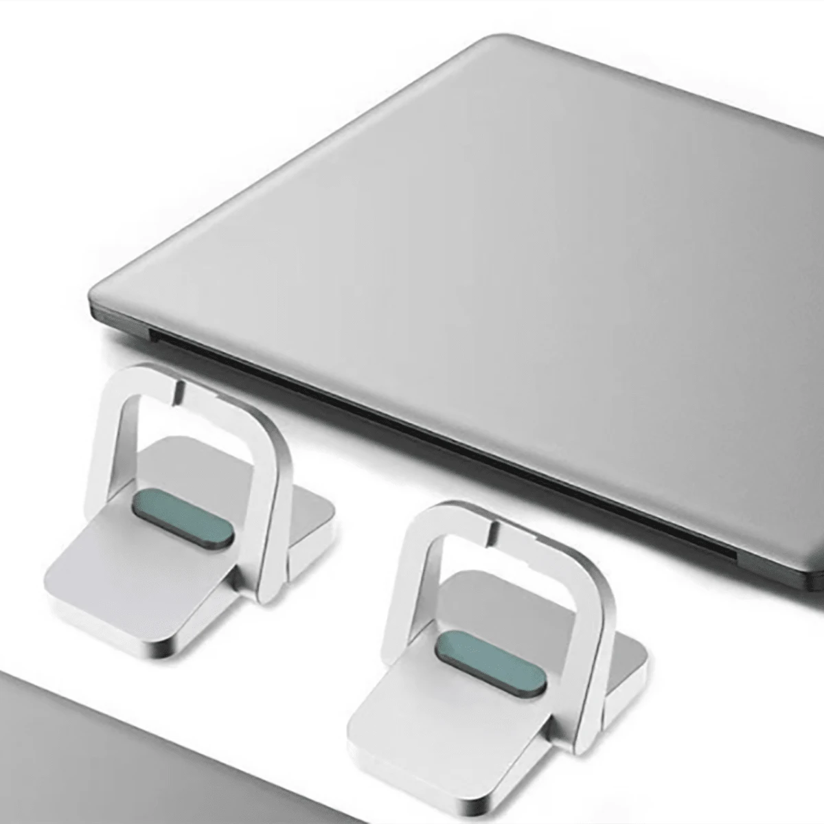 2 piezas Soporte portátil para portátil | Soporte ergonómico plegable invisible para escritorio, materiales de ABS y aleación de aluminio disponibles, colores negro y plateado disponibles, pies de soporte autoadhesivos para portátil, adecuado para portátiles de 10-18 pulgadas, tabletas, teclados y teléfonos, soporte ergonómico con ventilación y enfriamiento - Conjuntos - Ver 1