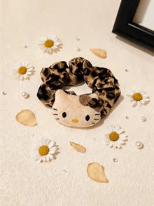 Miniso Hello Kitty 豹紋卡通貓絨毛髮圈 1入 柔軟彈性輕盈 女款 日常派對禮物 - style2 - 查看 4
