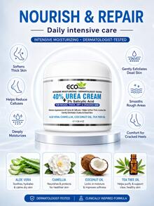 40% Urea Cream With 2% Salicylic Acid – Intensive Repair Moisturizer For Cracked Heels, Dry Hands, Scaly Elbows & Rough Knees – Enriched With Aloe Vera, Coconut Oil & Tea Tree Oil (113g) - Full Size - View 4