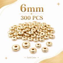 100-200-300-500-600pcs 4mm 6mm CCB Pendant Spacer Beads Gold Beads Wheel Beads Flat Round Loose Beads DIY Jewelry Making Material Accessories - Gold - View 11