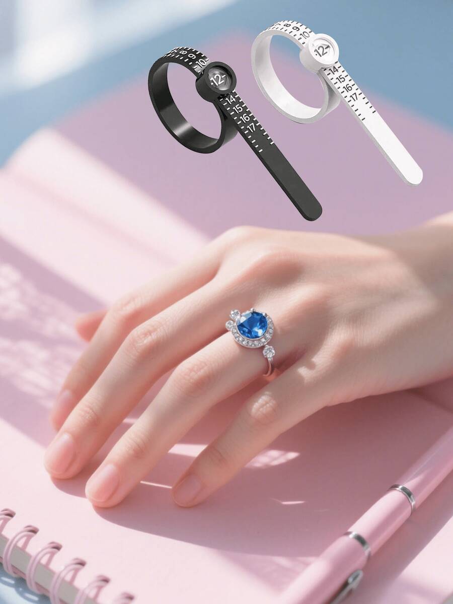 1/2pcs Ring Sizer Set, US Size, Finger Size Adjuster, Standard Soft Ring Size Measuring Tool, Ring Size Measurement Set, Reusable Finger Size Measuring Device, With Magnifier, Jewelry Size Measuring Tool, 1-17 US Ring Sizes - Multicolor - View 1