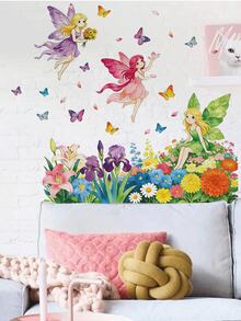 1 Set Forest Fairy Floral Wall Decals, Colorful Butterfly Children's Room Decoration Stickers, Fairy Tale Style Bedroom Remodeling Stickers, Fairy Wall Decals, Children's Room Decoration Stickers, Butterfly Floral Wall Decals, Mori Style Wall Decals, Fairy Tale Style Wall Decals, Self-Adhesive Removable Wall Decals, Girls' Room Wall Remodeling - Wall Stickers - View 12