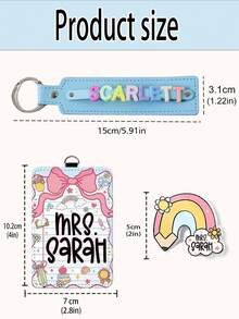 Tempat Kartu Identitas Guru Kustom, Gantungan Kunci Kulit Huruf Kustom, Tempat Kartu Identitas yang Dapat Ditarik, Gulungan Kartu Identitas Guru, Set Gulungan Kartu Identitas Guru, Kembali ke Sekolah - MultiWarna - View 6