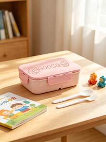 Customized Name Portable Lunch Box, With Leak-Proof Sauce Container, With Snap Lid, Fork And Spoon, 1200ml Adult Bento Box, Kitchen, Home, Office, Snack And Fruit Container, Back To School, Versatile Everyday, Aesthetic, Personalized Gift - Multicolor - View 3