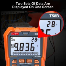 NJTY Digital Multimeter True Auto-Ranging Dual Display Non-Contact Voltage Tester 80° Support Bracket Voltage Temperature Frequency Meter For Automotive Industrial Home Appliance Repair - Burnt Orange - View 4