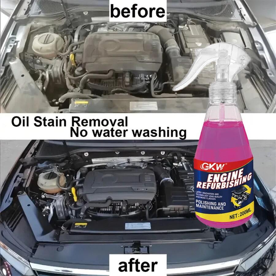 GKW 200ml Large Capacity Engine Bay Repair Kit - High Gloss Engine Protector, Engine Protection Spot Remover Spray | Removes Stubborn Stains/Yellow Spots, No Water Needed | Gloss Enhancer | Easy To Use, Engine Repair, Easy To Apply