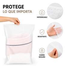 Vmingo 50 Piezas Bolsa Esmerilada 25x30cm Bolsa Organizadora de viaje Boutique Envio Ropa Cremallera Zipper - transparente - Ver 3