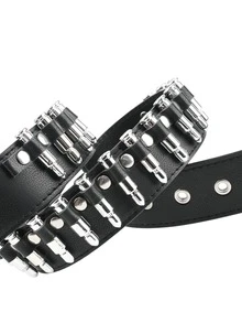 Vintage Rivet Belt Solid Color Punk Belt - Black Bullet - View 2