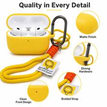 Cross-Border Hot-Selling Compatible With Airpods Protective Case Minimalist Style Handmade Braided Rope Contrast Color Lanyard Bluetooth Earphone Case - Yellow - View 5